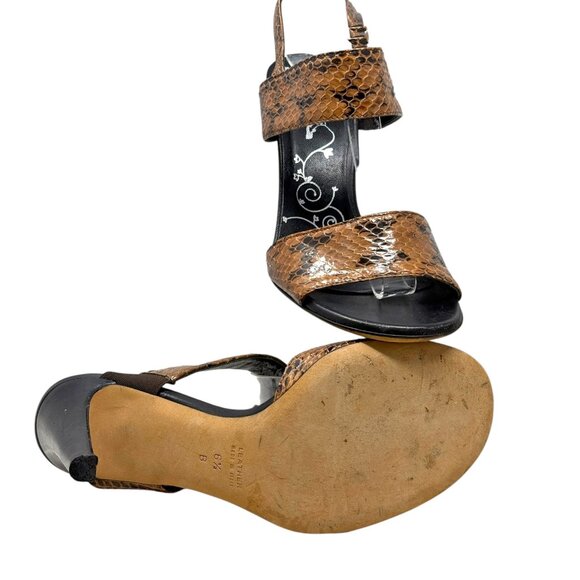 TIBI NY Snakeskin Embossed Leather Slingback Heeled Sandals‎ - Picture 8 of 10